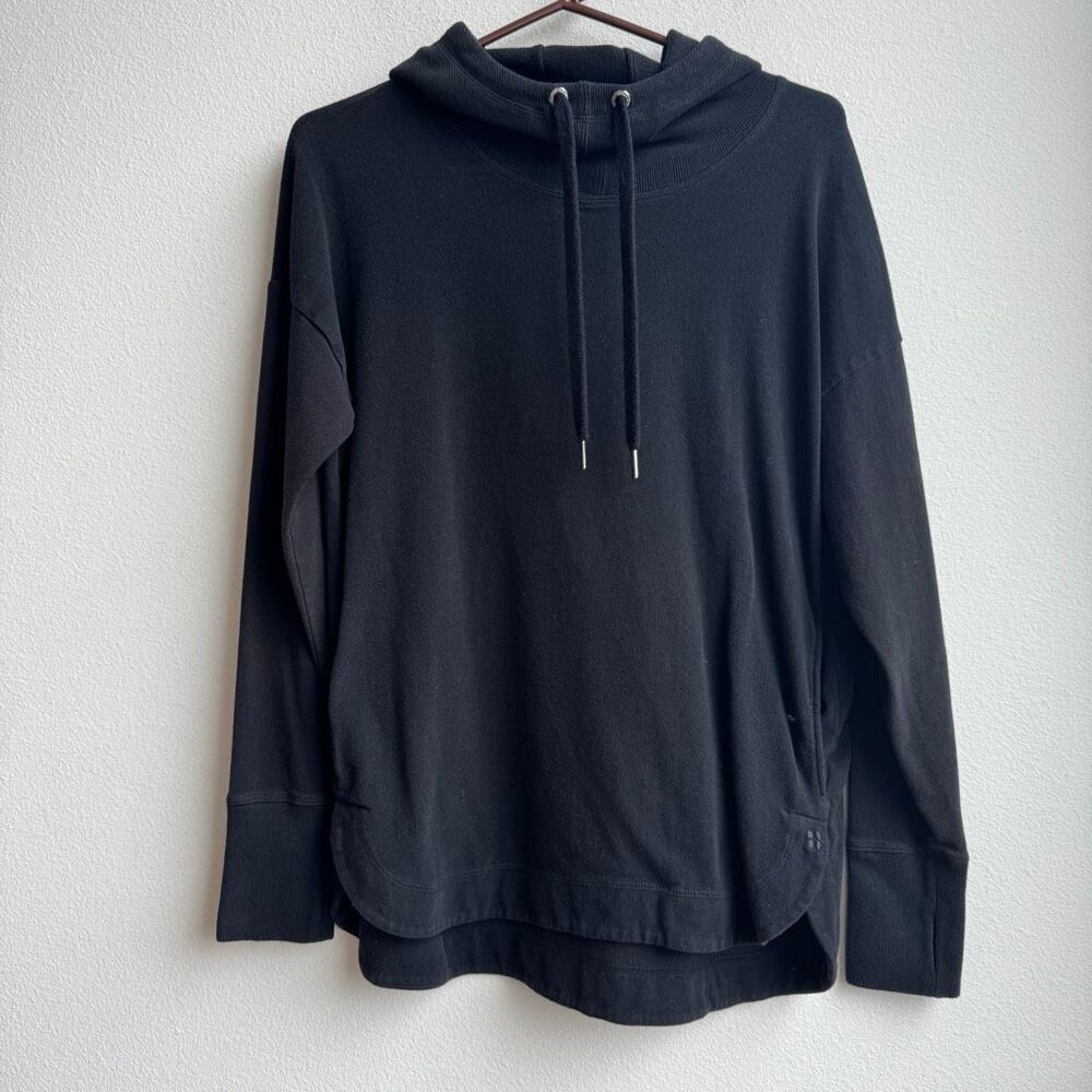 SWEATY BETTY Escape Luxe Fleece Hoodie Thumbholes Funnel Neck Hood Size Medium